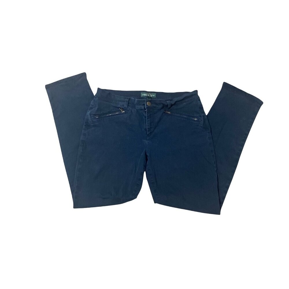 Lauren Jeans Co. Ralph Lauren Womens Blue Twill‎ Pants Size 14 Classic Timeless